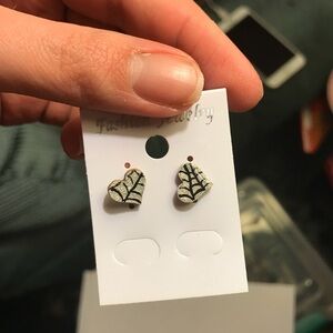 Spiderweb hand painted stud earrings